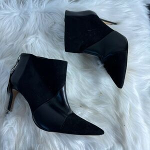 Zara‎ Woman Black Faux Leather/Suede Stiletto Heel Booties Sz 39/US 8